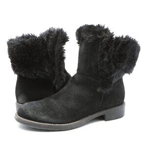 Vintage Bravo Browns Suede Faux Fur Boots Ankle Booties Italy Y2K Black Winter